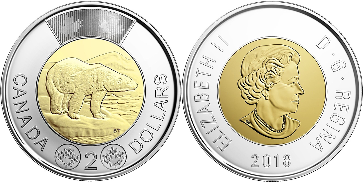 UNC NO TAX 2018 Canada Armistice Poppy Coloured  $2 Toonie Coin BU 