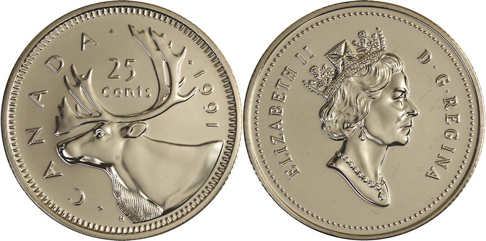 1991 Canadian Prooflike Quarter $0.25 **VERY RARE KEY DATE** 