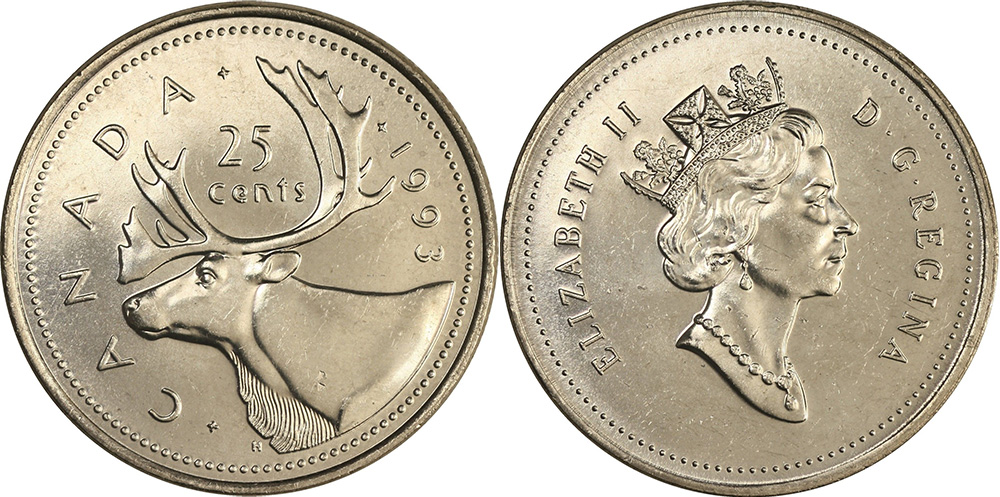 Canada 1993 Gem Mint 25 Cent Coin IDJ. 
