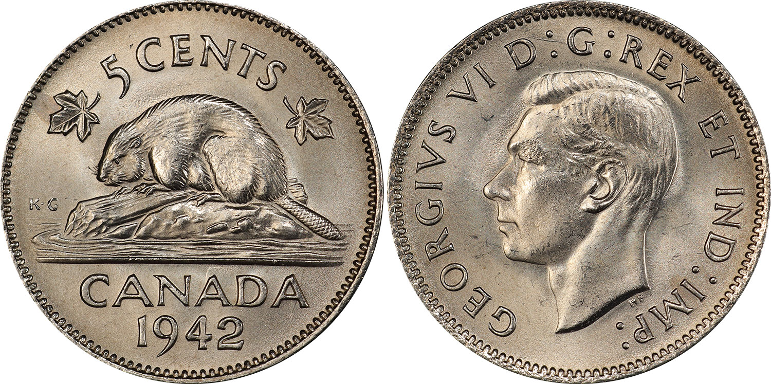 1942 CANADA 5 CENTS Tombac Collectible FREE SHIP Canada Nickel Bin 