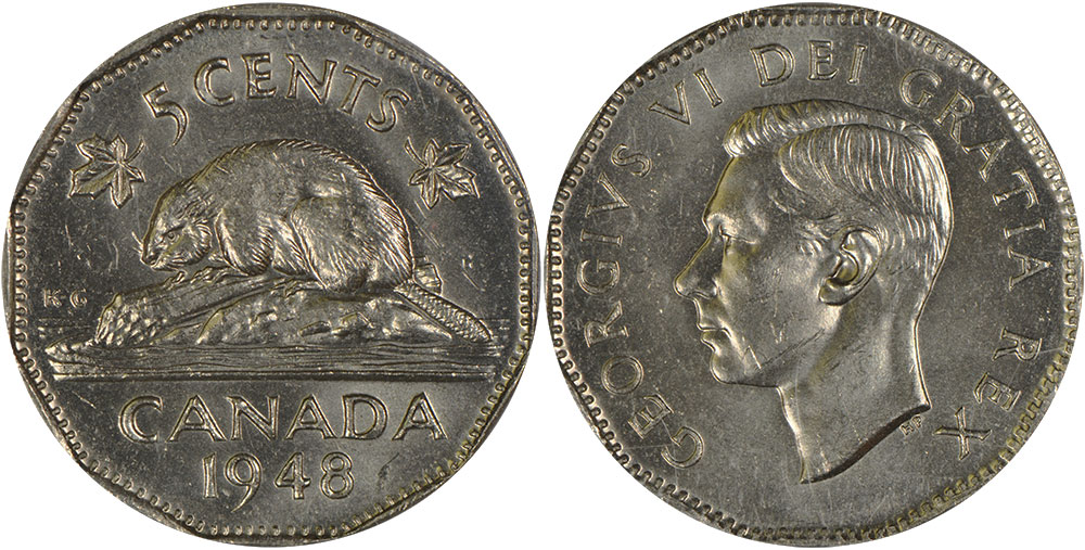Details about    Canada 1948 Five Cent 5 Cents Nickels Average Circulated  Free Shipping 