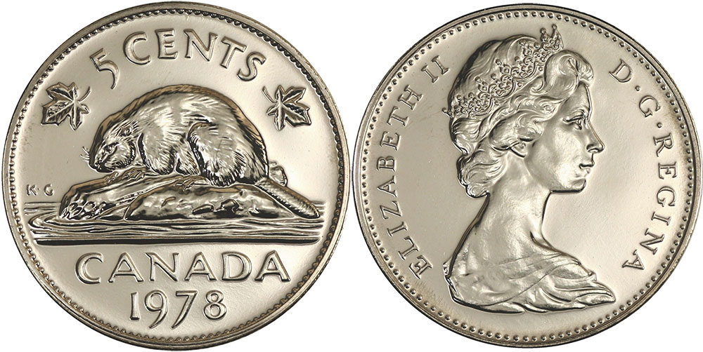 1978 CANADA 5¢ BRILLIANT UNCIRCULATED NICKEL