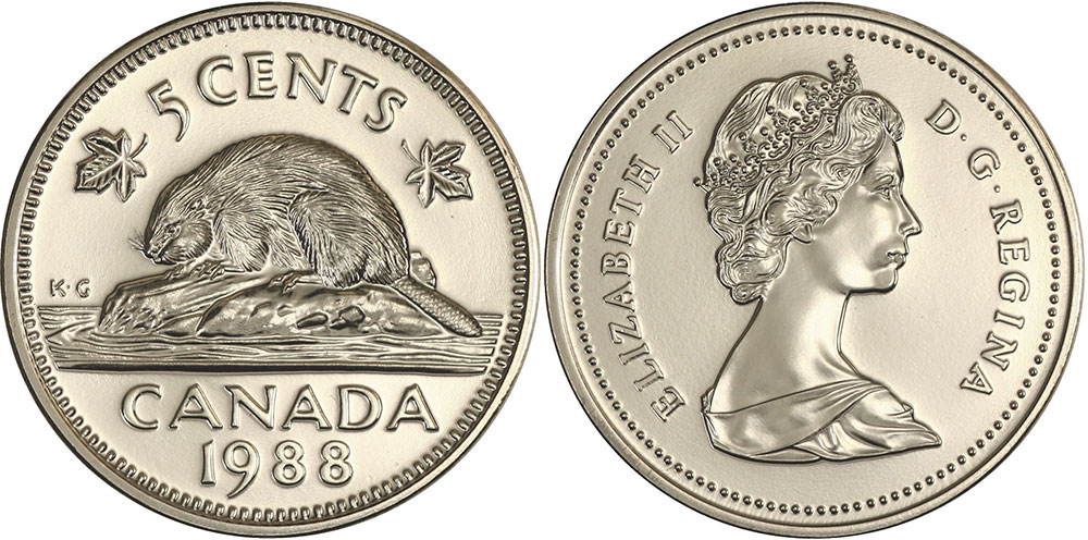 1996 Canadian Prooflike Nickel $0.05 