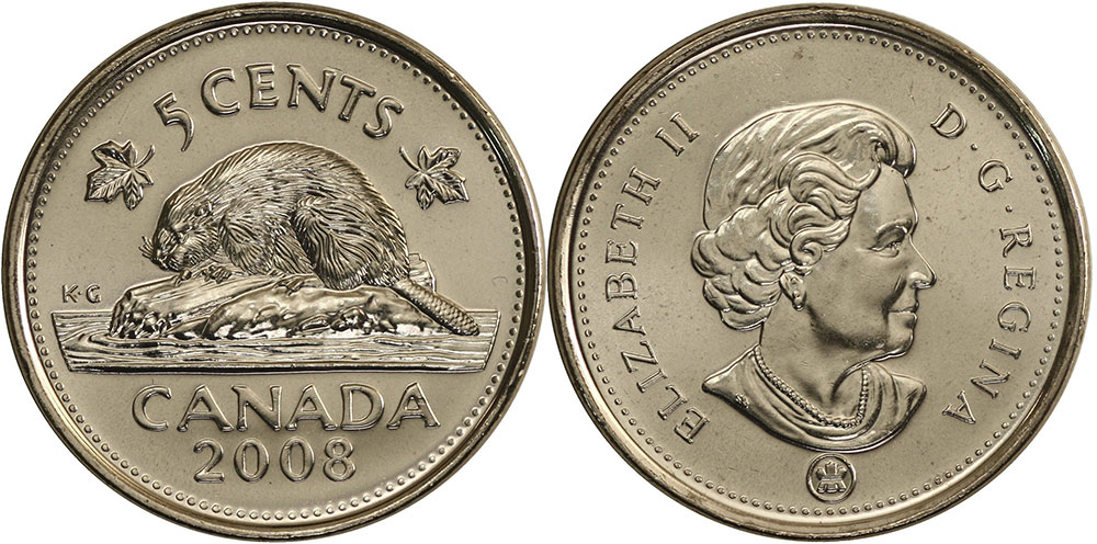 2008 RCM Logo Nickel 5 Five Cent '08 Canada BU Coin UNC