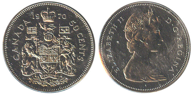 Canada 1970 50 Cent Coin. 