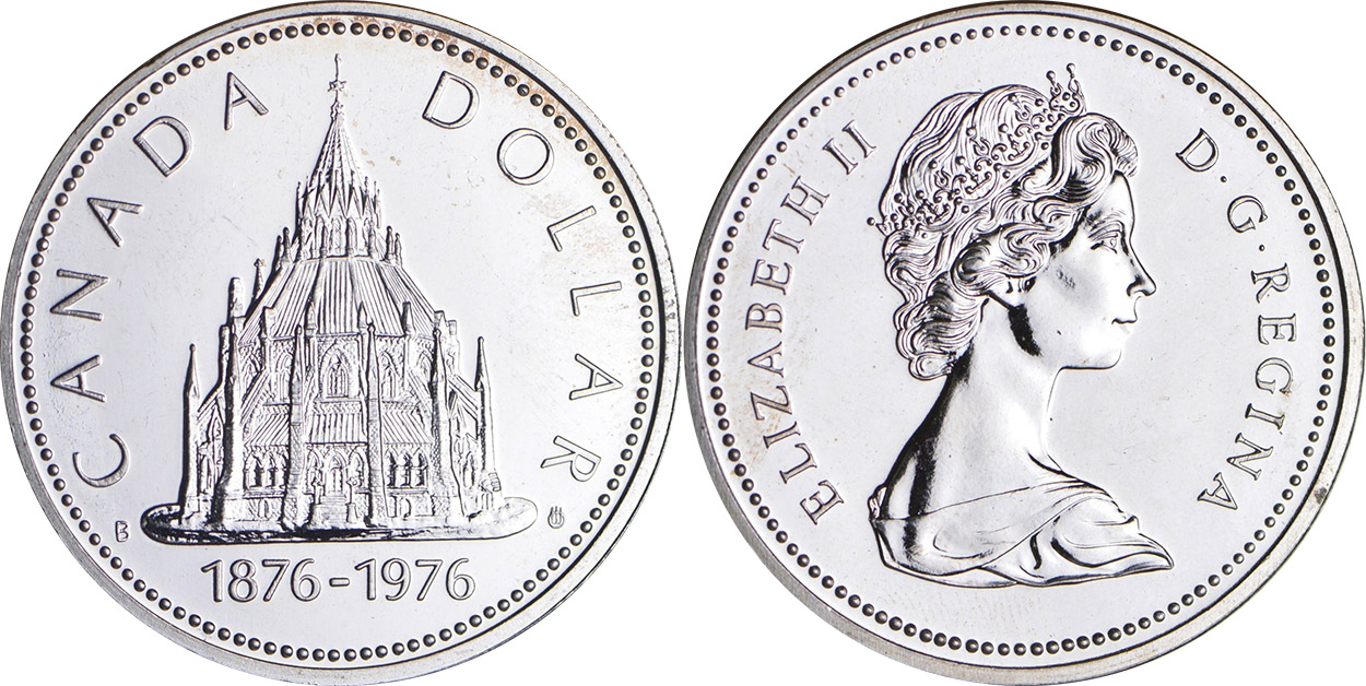 1976 Canada Uncirculated Silver Dollar Coin .500 Silver In Box 